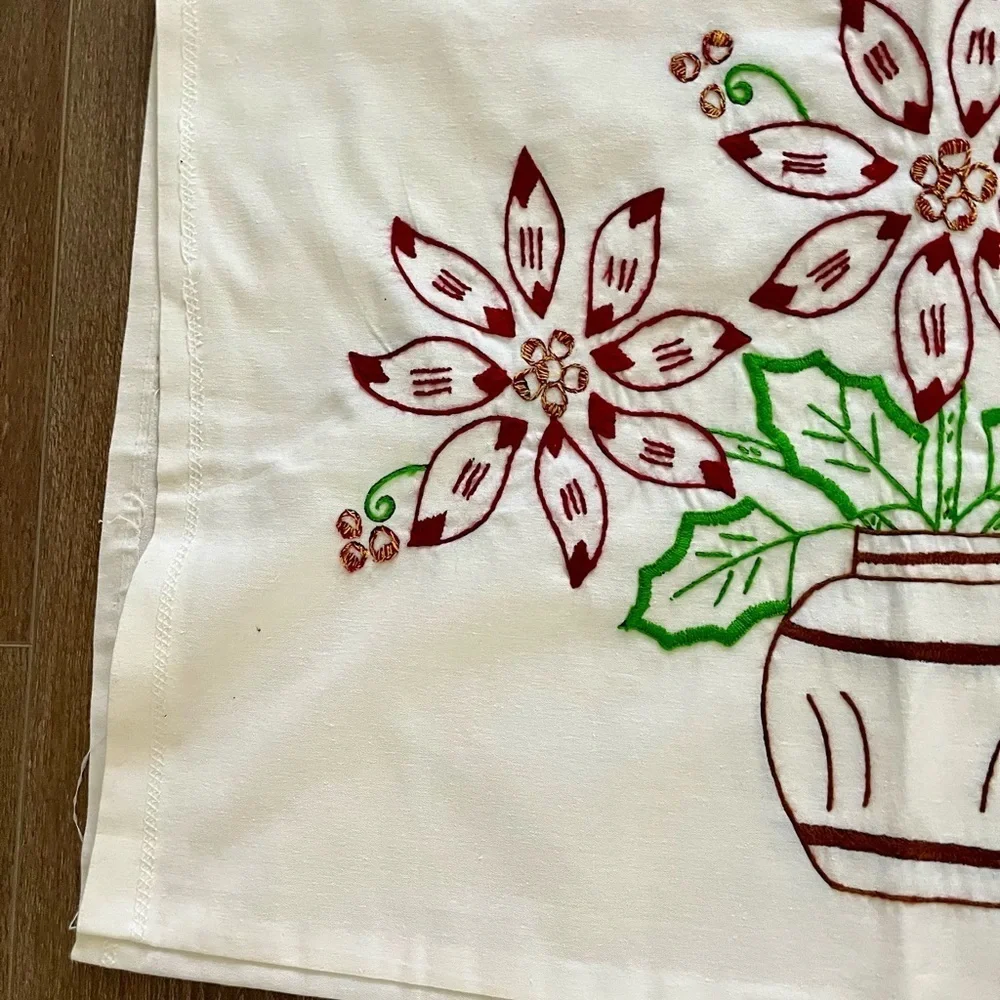 Festive Floral Embroidered Throw Pillows - Set of 2 18/25 Inches